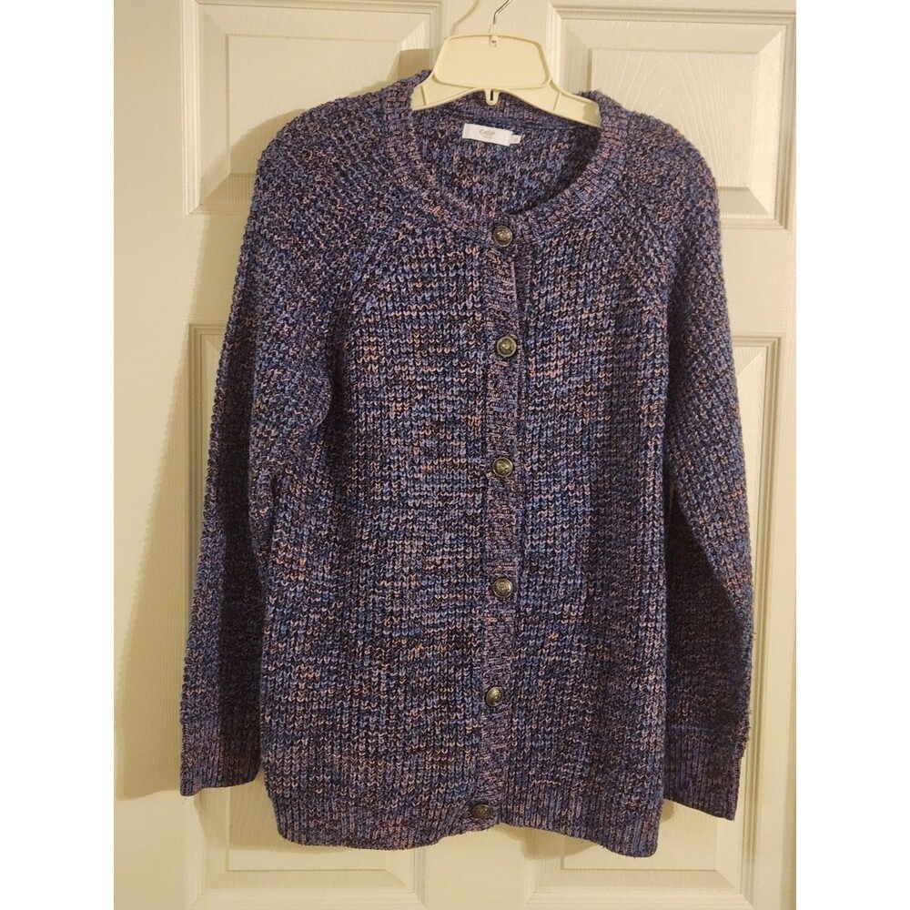 Cotton Traders Women Size 16 Button Down Cardigan Multi Color Sweater